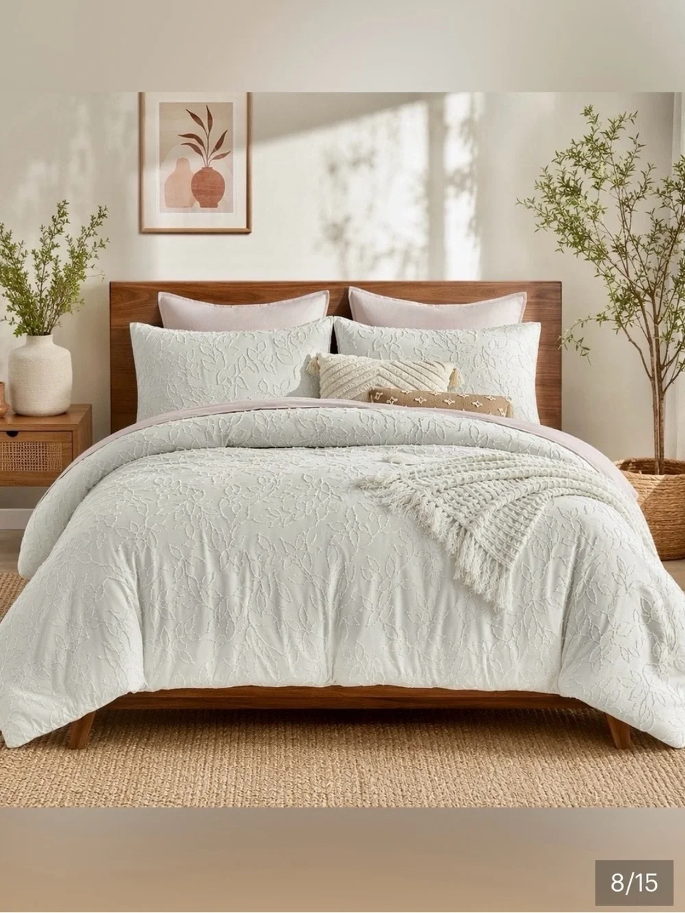 Anthro Living Elegant Cream Floral-Textured Comforter & Sham Set - Home Bedding